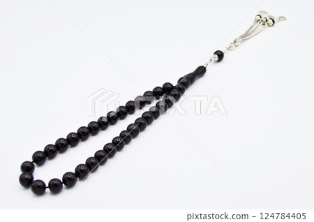 Oltu tespih tesbih, black and silver beads sequenced short rosary Oltu tespih tesbih, black and silver beads sequenced short rosary 124784405