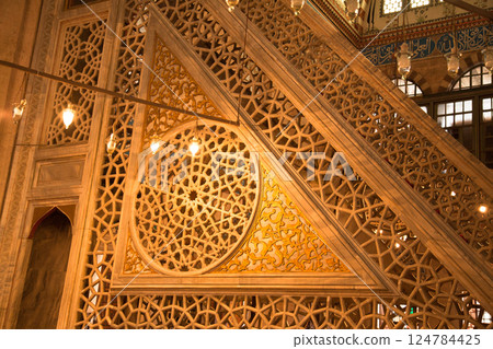 Selimiye Mosque interiors were built by Mimar Sinan in Edirne in 1575 during the Ottoman Empire. 09 August 2019 Turkey Edirne Selimiye Mosque interiors were built by Mimar Sinan in Edirne in 1575 during the Ottoman Empire. 09 August 2019 Turkey Edirne 124784425