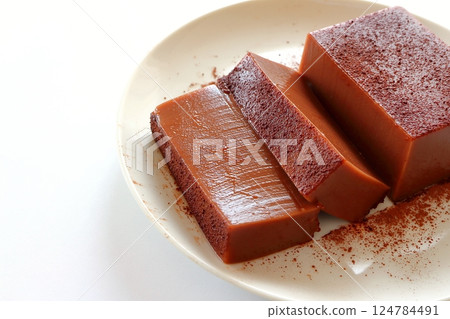 Square handmade chocolate pudding Square handmade chocolate pudding 124784491
