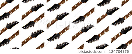 Rosewood electric guitar strings and fretboard rest, music related banner work, isolated on white background Rosewood electric guitar strings and fretboard rest, music related banner work, isolated on white background 124784576