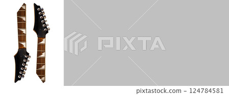 Rosewood electric guitar strings and fretboard rest, music related banner work, isolated on white background Rosewood electric guitar strings and fretboard rest, music related banner work, isolated on white background 124784581