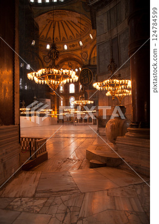 Hagia Sophia is a museum, historical basilica and mosque in Istanbul. It was built by the Byzantine Emperor Justinianus, for 532-537 in Istanbul. Photo shooting 14 june 2020 Hagia Sophia is a museum, historical basilica and mosque in Istanbul. It was built by the Byzantine Emperor Justinianus, for 532-537 in Istanbul. Photo shooting 14 june 2020 124784599