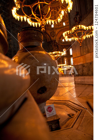 Hagia Sophia is a museum, historical basilica and mosque in Istanbul. It was built by the Byzantine Emperor Justinianus, for 532-537 in Istanbul. Photo shooting 14 june 2020 124784601