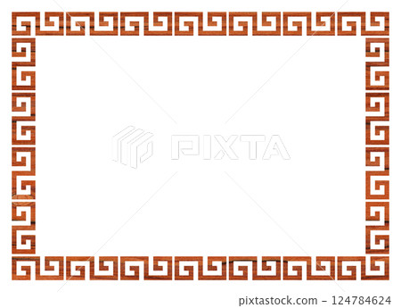 Decorative rosewood frame with greek ornament meanders, rectangle greek fret or key design Decorative rosewood frame with greek ornament meanders, rectangle greek fret or key design 124784624