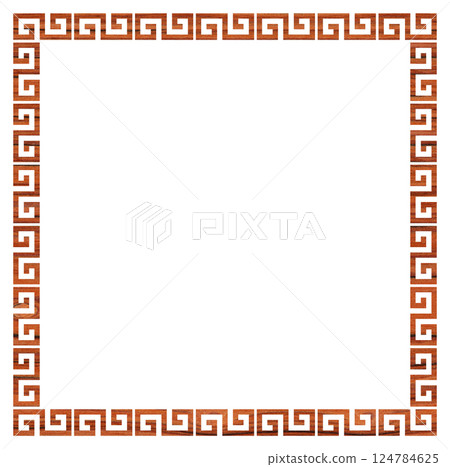 Decorative rosewood frame with greek ornament meanders, square greek fret or key design 124784625