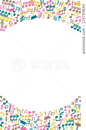Overlapping musical symbols frame_Colorful_Autumn image_Vertical Overlapping musical symbols frame_Colorful_Autumn image_Vertical 124784698