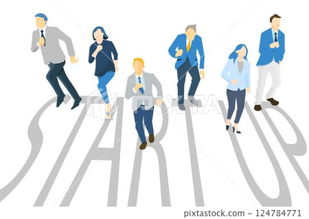 創業圖像插畫-全速奔跑的商務人士-白色背景插畫素材 創業圖像插畫-全速奔跑的商務人士-白色背景插畫素材 124784771