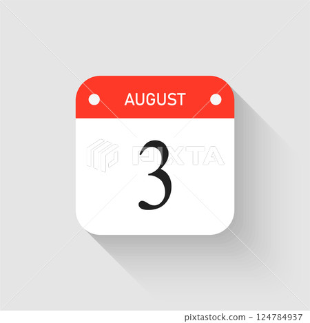 Vector icon page day calendar - 3 August month Vector icon page day calendar - 3 August month 124784937