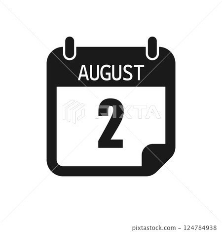Vector icon page day calendar - 2 August month 124784938