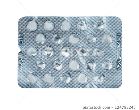 empty blister pack of pills isolated. High quality photo 124785243