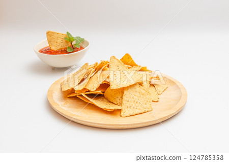 Corn tortilla chips and salsa Corn tortilla chips and salsa 124785358