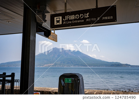 Sakurajima as seen from Sengan-en Station (Kagoshima City) 124785490