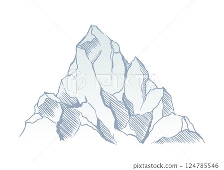 Mountain climbing route to top rock with red flag on peak. Business journey path in progress, way to success or concept of goal. Vector illustration Mountain climbing route to top rock with red flag on peak. Business journey path in progress, way to success or concept of goal. Vector illustration 124785546