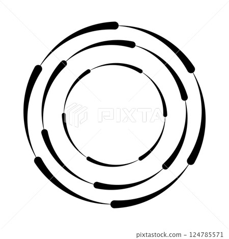Halftone speed lines circle. Geometric art in circle form. Round swirl movement symbol. Halftone circular frame. Vector design element Halftone speed lines circle. Geometric art in circle form. Round swirl movement symbol. Halftone circular frame. Vector design element 124785571