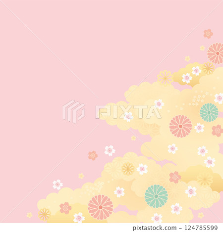 背景 2025-櫻花和花卉圖案 3-2 向量 124785599