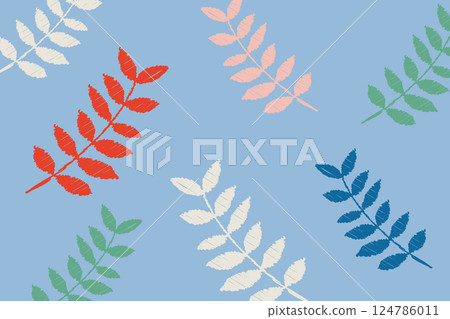 Leaves background in trendy colors. Abstract colorful minimalistic design template. 124786011
