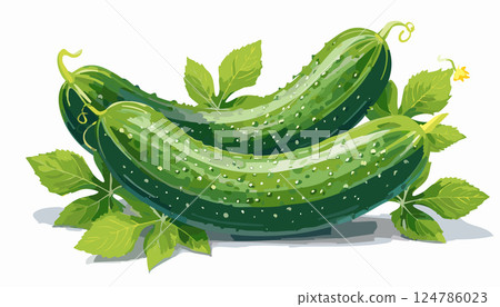 Vector of Fresh cucumber isolated on white background healthy close up. 124786023