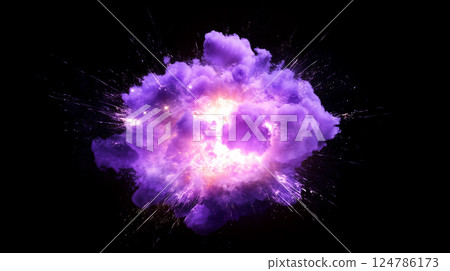 Purple flames, explosions and smoke 124786173