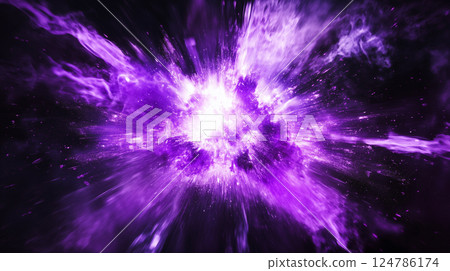Purple flames, explosions and smoke 124786174