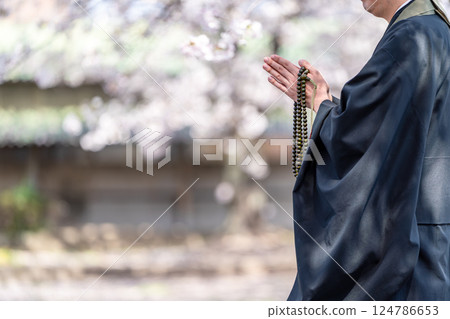 Image of a monk and a tree burial Image of a monk and a tree burial 124786653