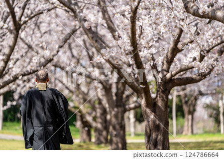 僧侶與樹葬的形象 124786664