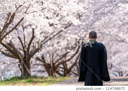 Image of a monk and a tree burial Image of a monk and a tree burial 124786672