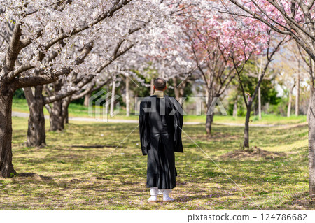 Image of a monk and a tree burial Image of a monk and a tree burial 124786682