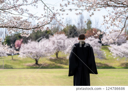 Image of a monk and a tree burial Image of a monk and a tree burial 124786686