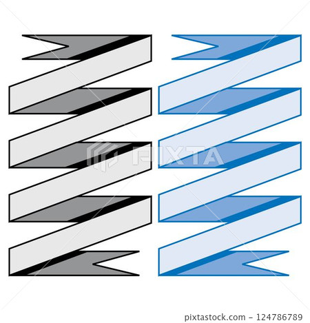 Hand drawn horizontal banners set with retro style ribbons decoration elements isolated vector illustration 124786789