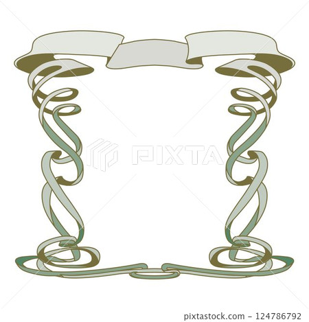 Hand drawn horizontal banners set with retro style ribbons decoration elements isolated vector illustration 124786792