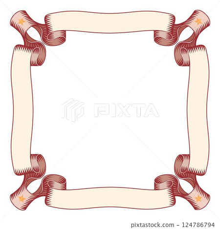 Hand drawn horizontal banners set with retro style ribbons decoration elements isolated vector illustration 124786794