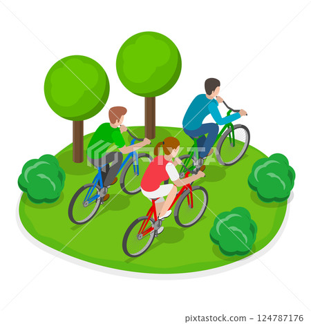 3D Isometric Flat Vector Illustration of Friends Time Together, Having Fun at Office Party. Item 2 124787176
