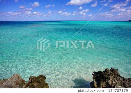 blue sea, sky and clouds 124787179