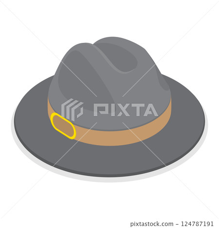 3D Isometric Flat Vector Set of Hats, headgears, Clothing Accessory. Item 4 124787191