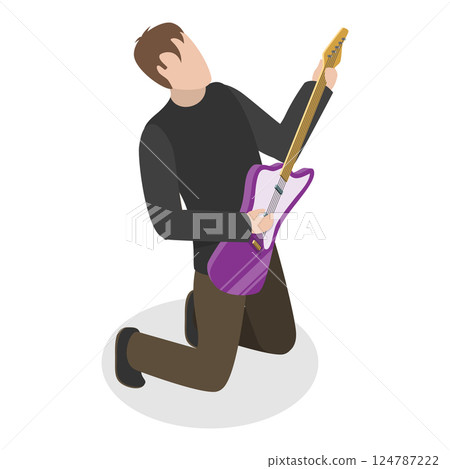 3D Isometric Flat Vector Illustration of Rock Musicians, Young Artists Playing Music Instruments. Item 5 124787222