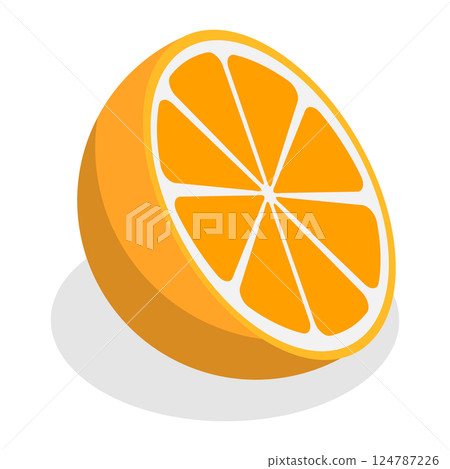 3D Isometric Flat Vector Set of Fruits, Tasty and Healthy Nutrition. Item 7 124787226