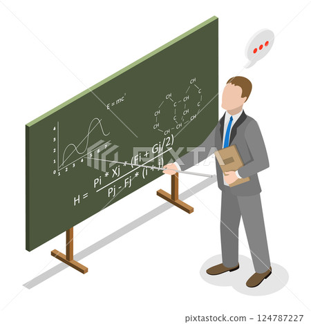3D Isometric Flat Vector Illustration of Lecture Or Seminar , Students in Audience. Item 3 124787227
