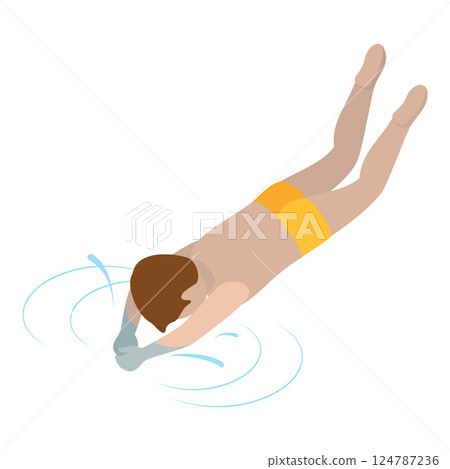 3D Isometric Flat Vector Set of Children Snorkeling, Kids Swimming Lessons. Item 5 3D Isometric Flat Vector Set of Children Snorkeling, Kids Swimming Lessons. Item 5 124787236
