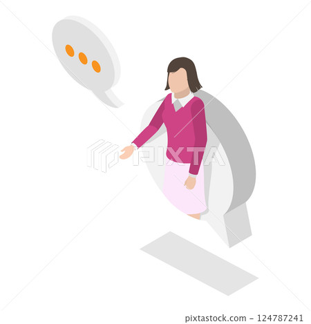 3D Isometric Flat Vector Illustration of Business Discussion, Coworkers Engaging in Dialog and Group Discussion. Item 3 124787241