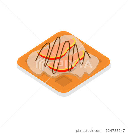 3D Isometric Flat Vector Illustration of Homemade Pastry, Assorted Belgian Waffles with Fresh Berries, Cream, and Icecream. Item 4 3D Isometric Flat Vector Illustration of Homemade Pastry, Assorted Belgian Waffles with Fresh Berries, Cream, and Icecream. Item 4 124787247