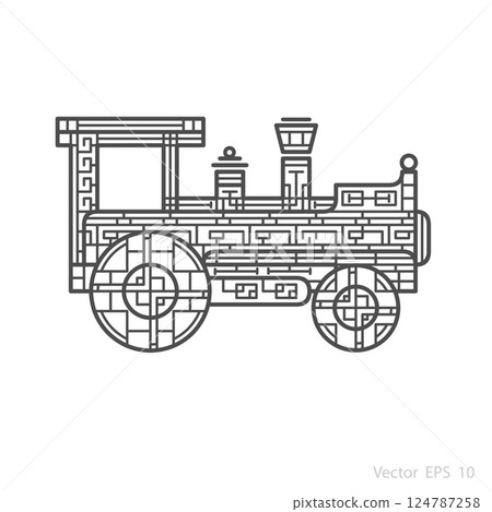 Retro steam locomotive with a pipe. Retro steam locomotive with a pipe. 124787258