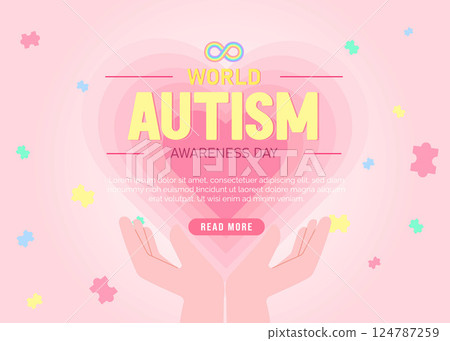World Autism Awareness Day Featuring Heart Shape and Hands, vector illustration World Autism Awareness Day Featuring Heart Shape and Hands, vector illustration 124787259