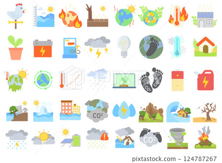 Diverse Vector Illustrations Representing Global Warming and Environmental Awareness 124787267