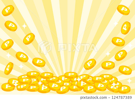 Point coins falling from a pile illustration radiation background 2 124787389