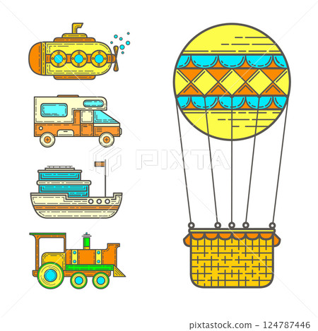 Set of transport for travel. 124787446