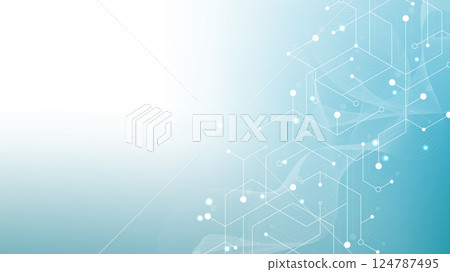 Health care abstract background with hexagons, lines and dots. Medical innovation banner template concept. Biology and pharmaceutical technology background. illustration. 124787495