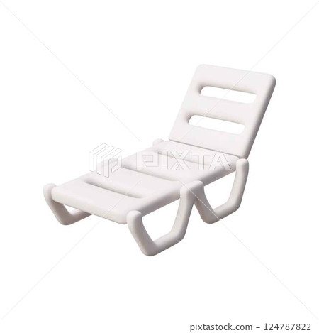 3D illustration of plastic white beach lounge chair. 3D illustration of plastic white beach lounge chair. 124787822