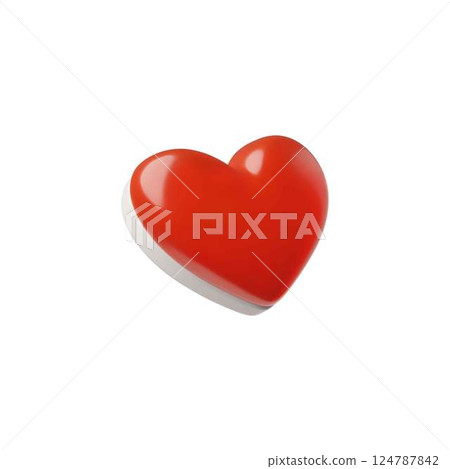Gummy candy heart shape 3D vector icon, glossy red heart sweet jelly or marmalade confectionery, love symbol dessert 124787842