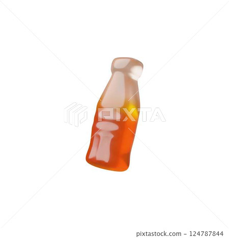 3D vector illustration of gummy candy in cola bottle shape. 124787844