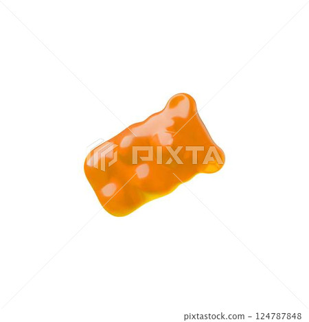Orange chewy gummy bear 3D cartoon vector icon, sweet candy, fruit flavor of dessert snack, bright animal marmalade Orange chewy gummy bear 3D cartoon vector icon, sweet candy, fruit flavor of dessert snack, bright animal marmalade 124787848